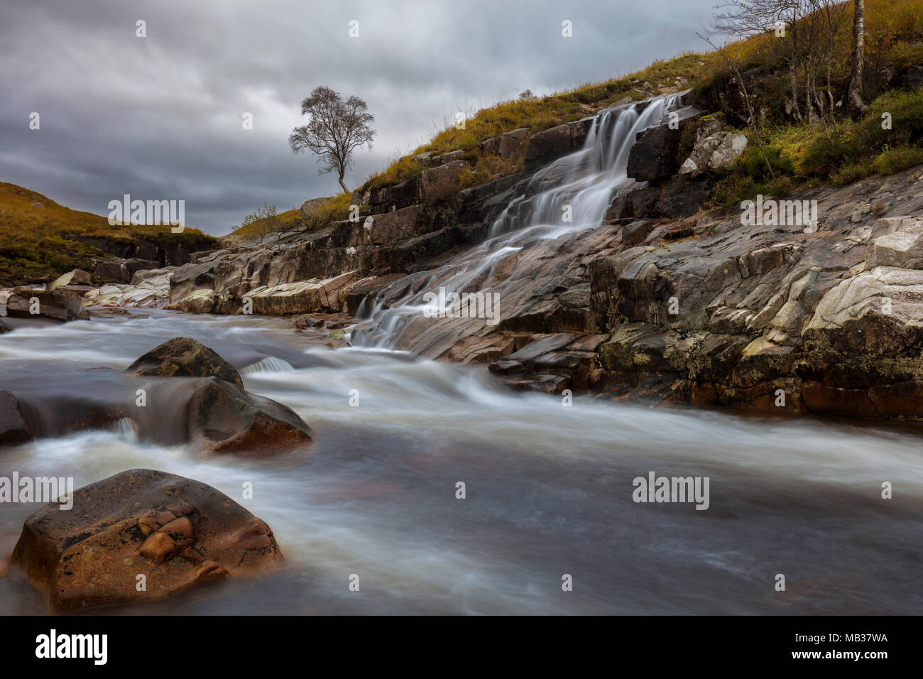 Der Fluss Etive im Glen Etive, Schottland Stockfoto