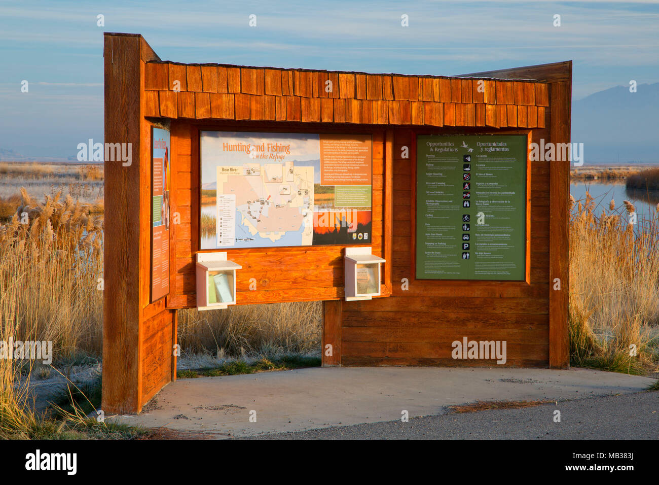 Kiosk, Bear River Zugvogel Zuflucht, Utah Stockfoto