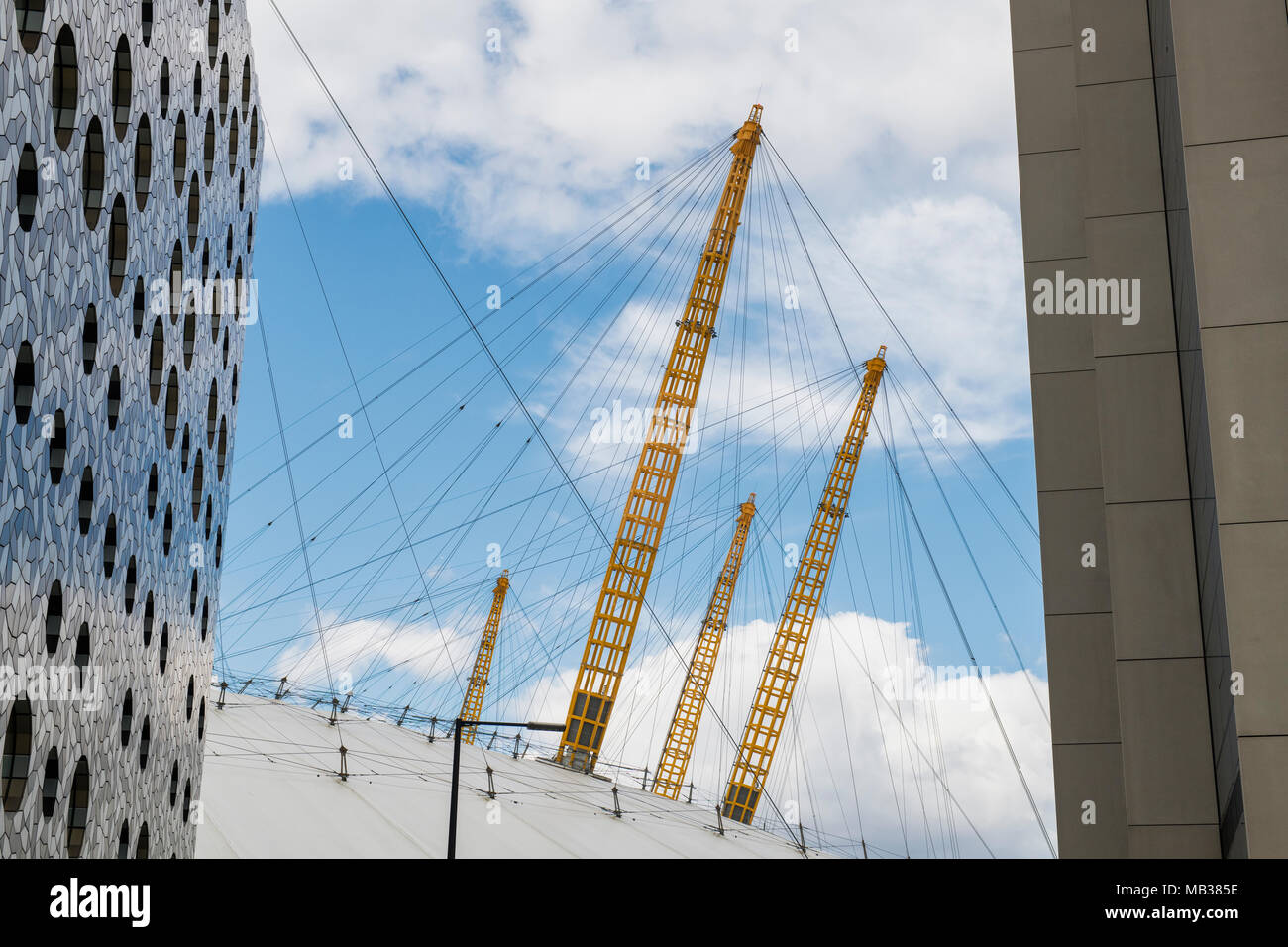 O2 Arena Dach detail, Halbinsel von Greenwich, London, England Stockfoto