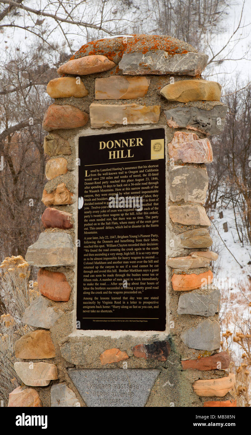 Donner Hill Monument, Salt Lake City, Utah Stockfoto