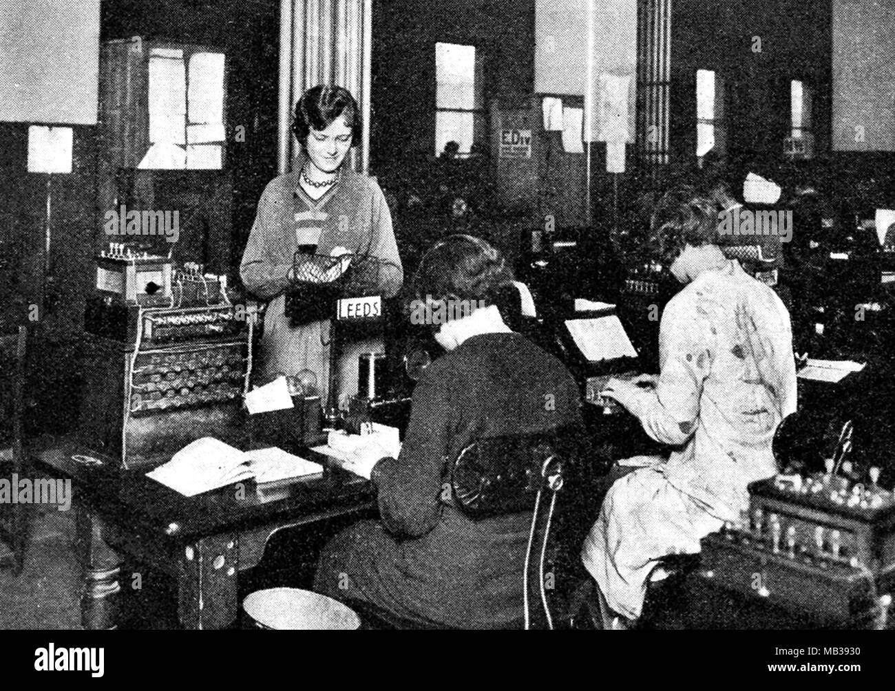 Szene in der Zentralen Telegrafenamt, Ecke von Newgate Street und St. Martin's Le Grand London 1930 Stockfoto