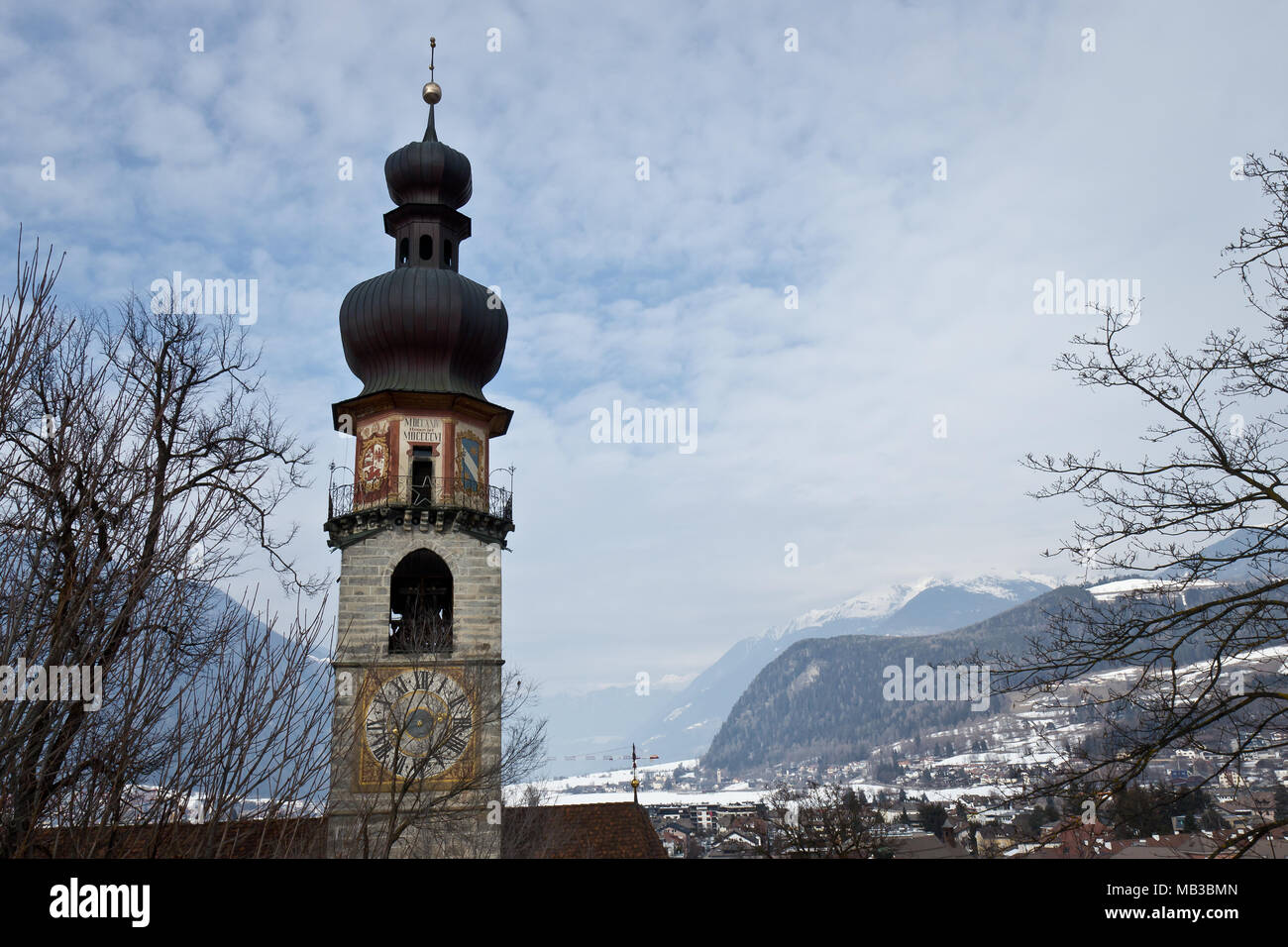 Alte Kirche in Bruneck, Italien Stockfoto