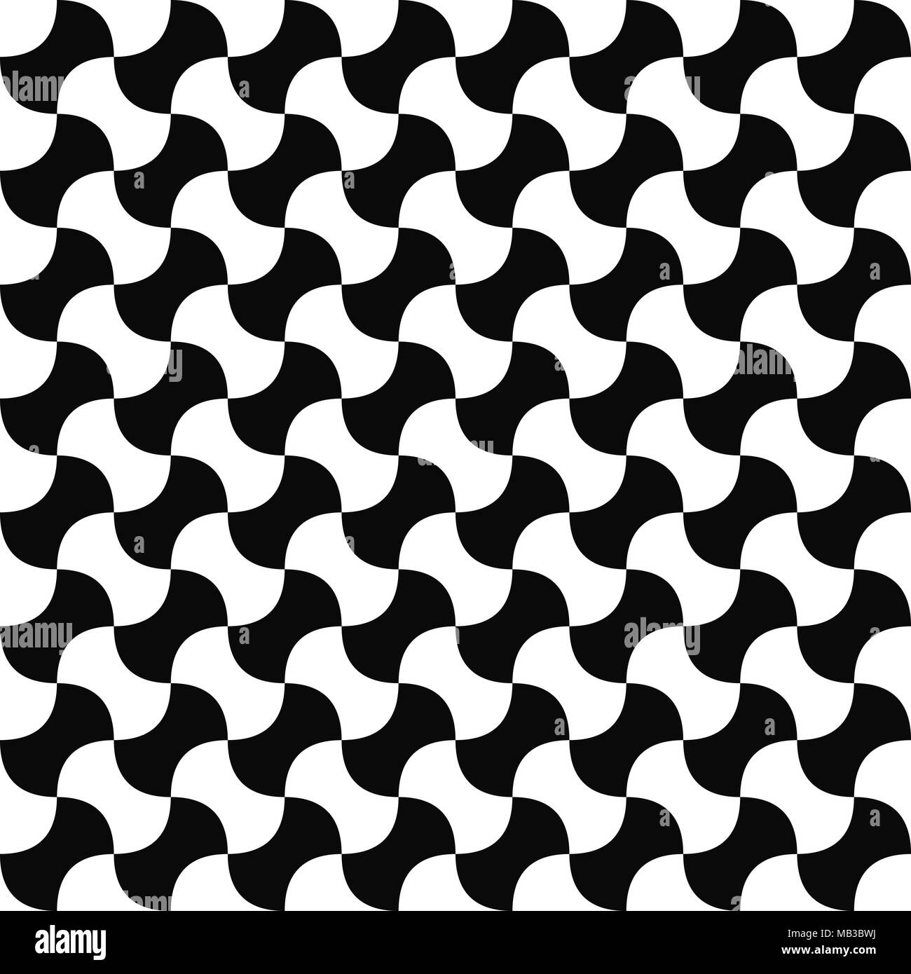 Nahtlose schwarze und weiße gebogene Form Muster Stock Vektor