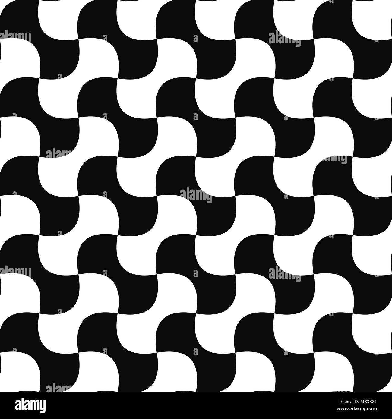 Nahtlose schwarz weiß geschwungene Form Muster Stock Vektor