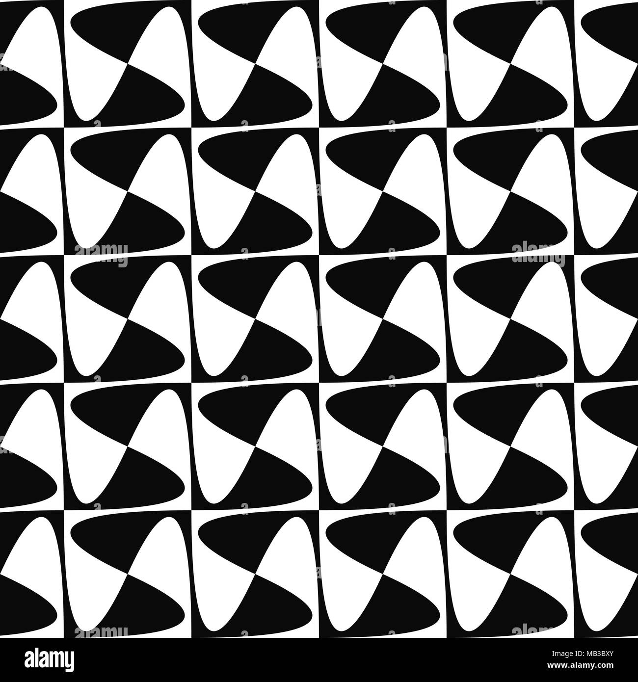 Nahtlose monochrome gebogene Form Musterdesign Stock Vektor