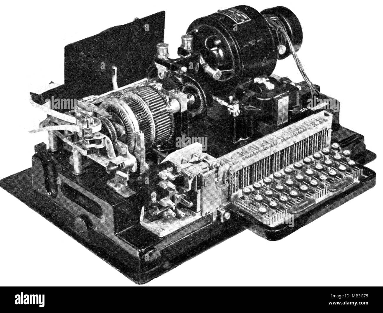Einen zentralen Telegrafenamt 1930 teleprinter mit Abdeckung entfernt Stockfoto