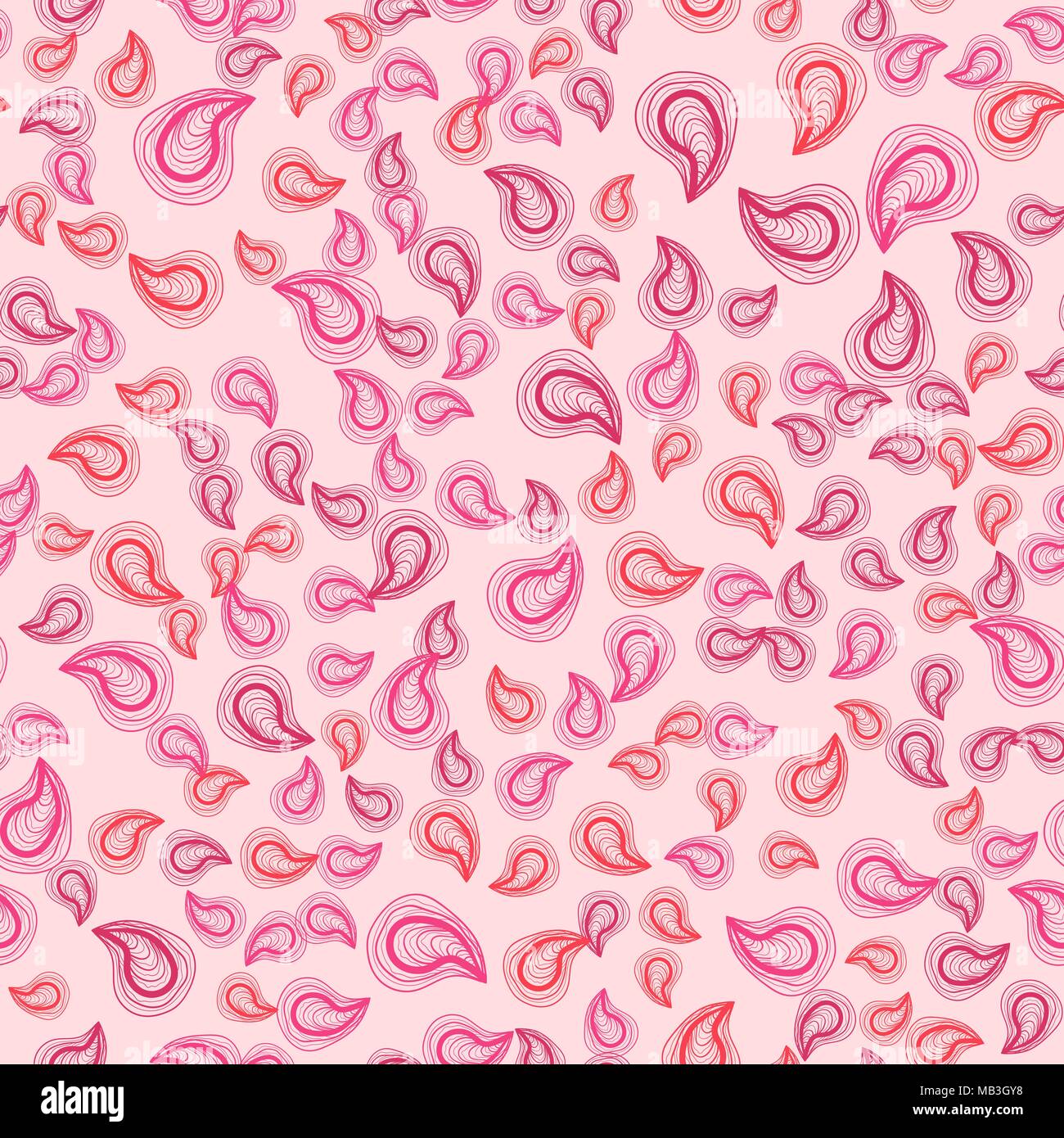 Nahtlose Muster mit hand Muscheln wie Muscheln gezeichnet. Marine Thema Zentangle. Vector Illustration Stock Vektor