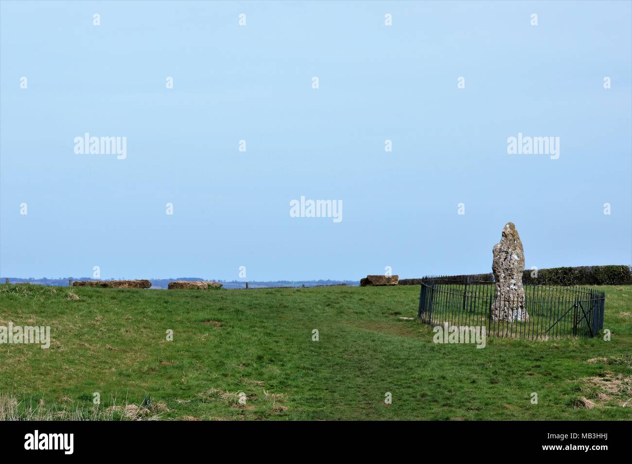 Rollright Stones, der König Stein im Cotswold Hill, Oxfordshire und Warwickshire, Großbritannien Stockfoto