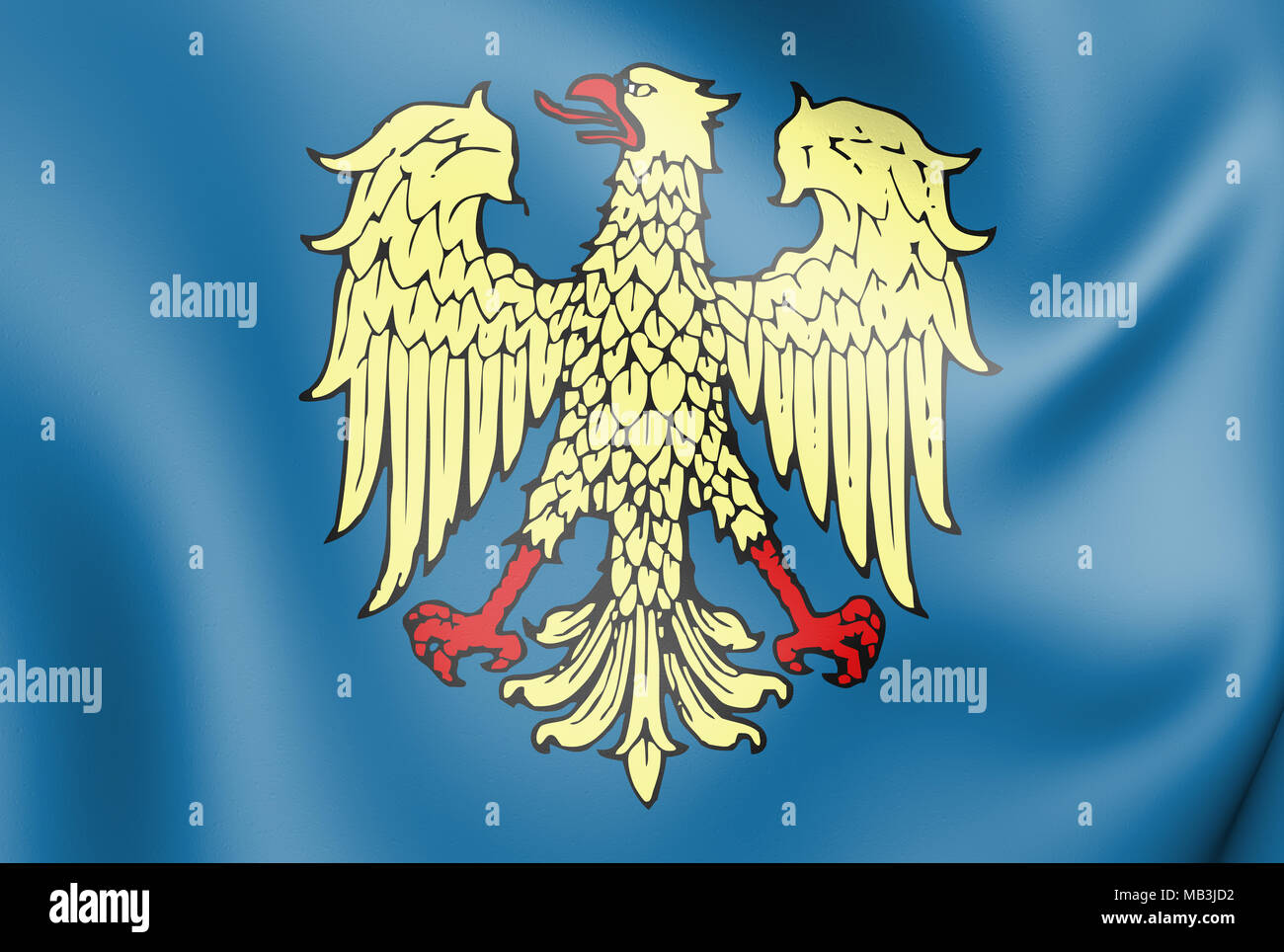 3D-Markierung der Region Friaul, Italien. 3D-Darstellung. Stockfoto