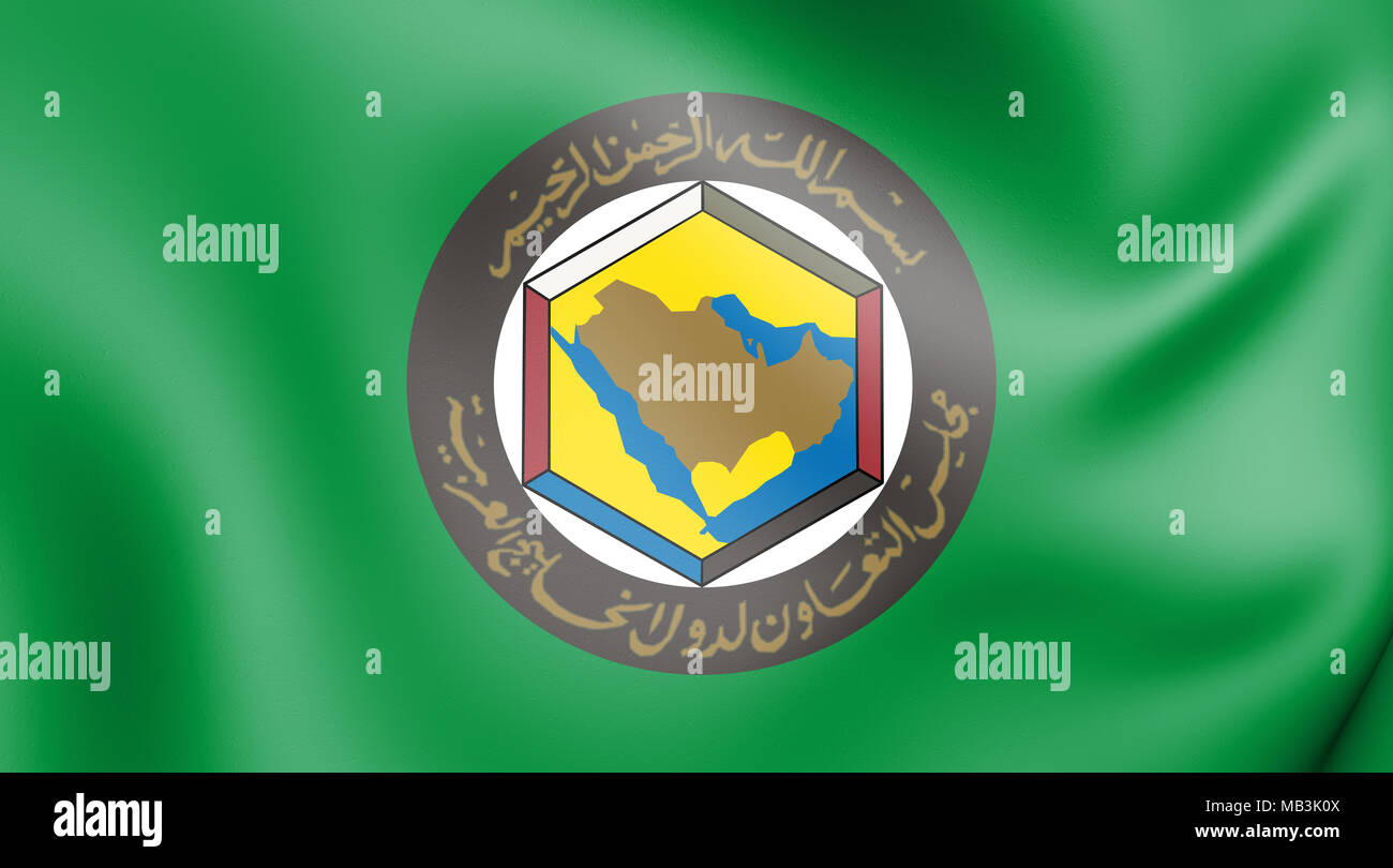 Kooperationsrat der arabischen Staaten des Golf-Flagge. 3D Illustration. Stockfoto