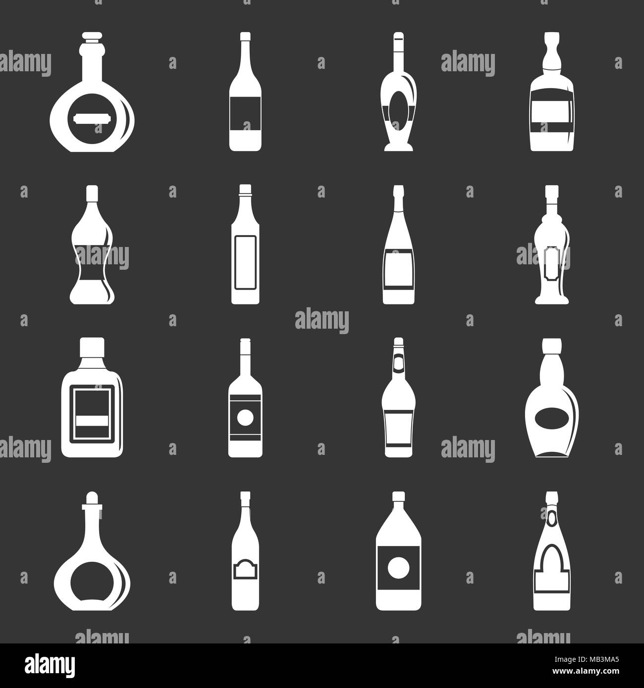 Flasche formen Icons Set grau Vektor Stock-Vektorgrafik