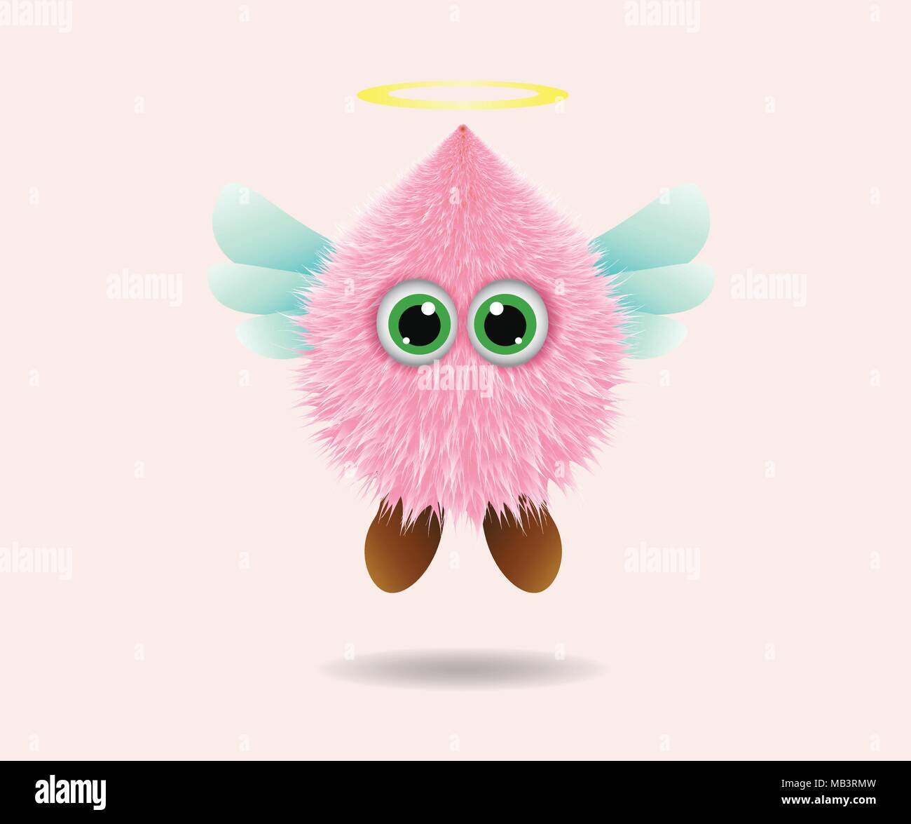 Cartoon pink Cute Monster Fell Engel-Vector Illustration Stock Vektor