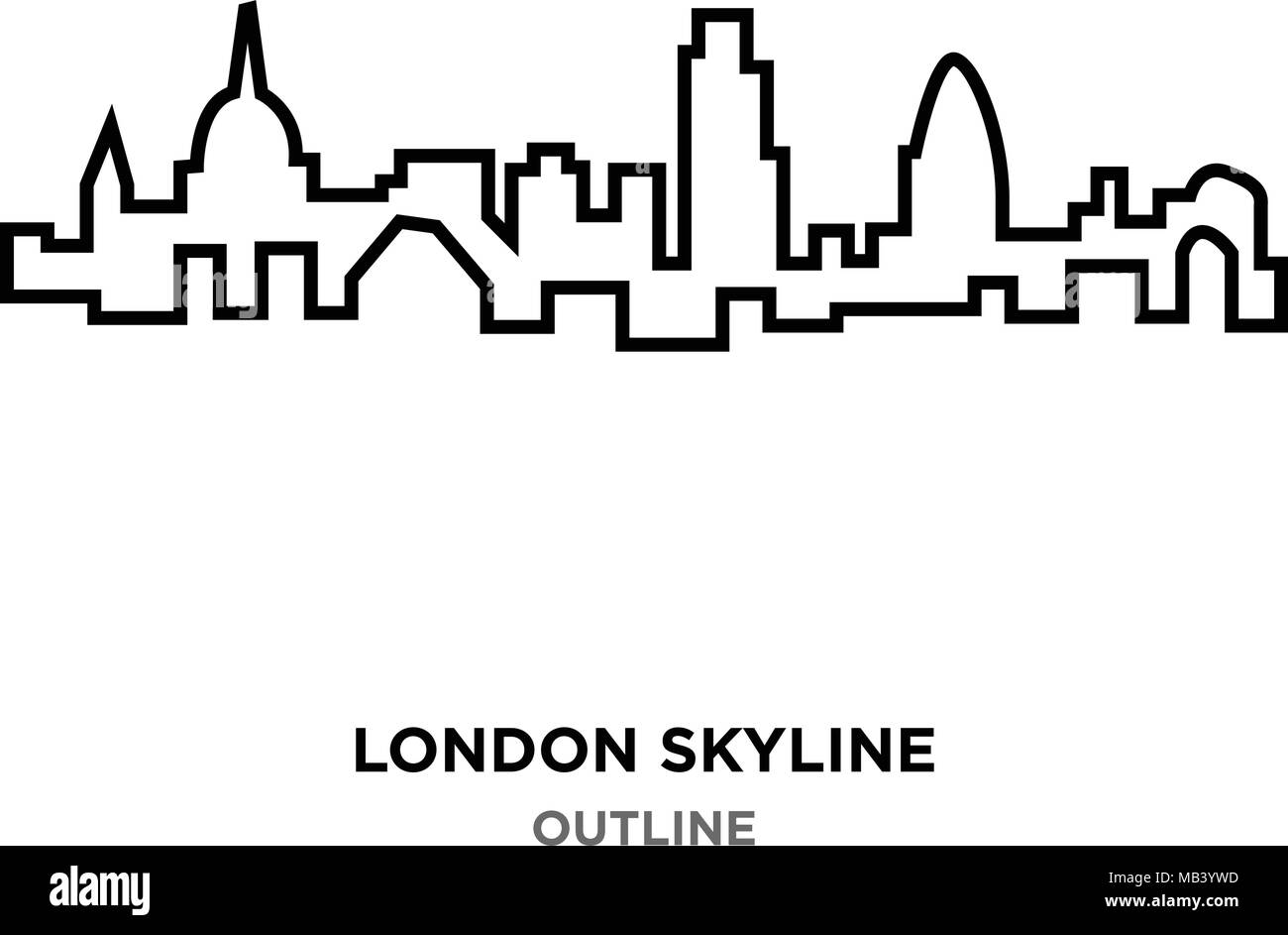 Skyline von London Umrisse auf weißem Hintergrund Stock Vektor