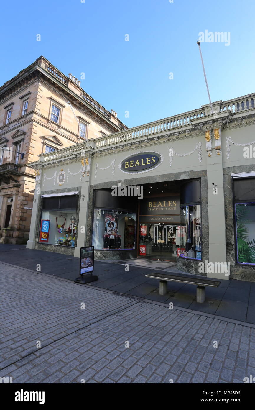 Beales Kaufhaus in ehemaliger Standort der McEwans Perth Schottland April 2018 Stockfoto