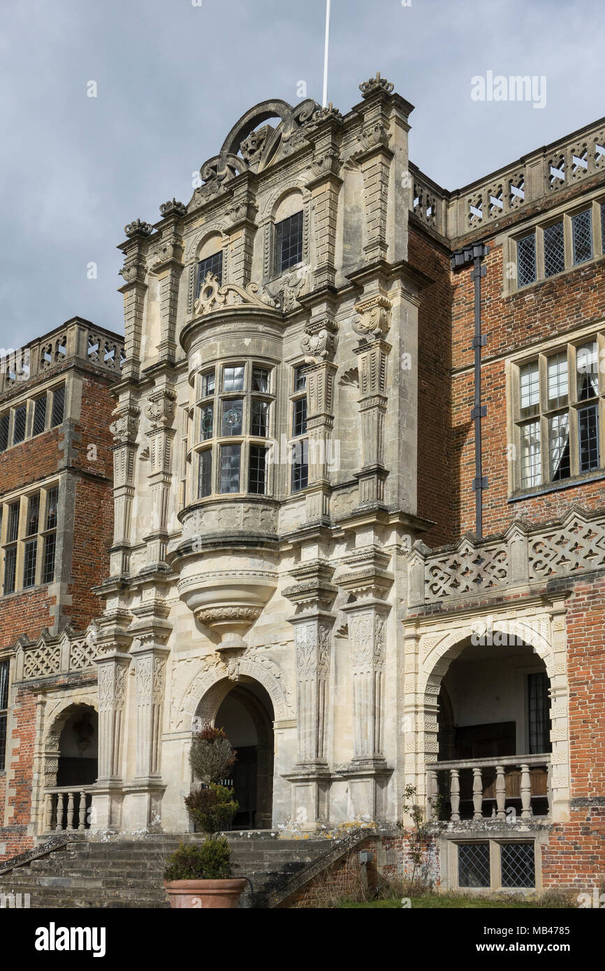 England, Hampshire, Bramshill Haus, Südseite, mit Erker Stockfoto