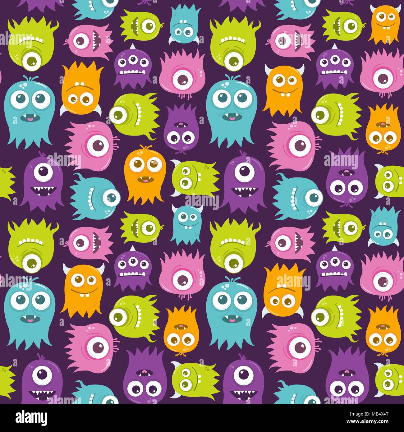 Eine nahtlose Muster von Happy, Floating, Cartoon, Vektor Aliens. Die Datei ist leicht zu bearbeiten, mit allem, was auf separaten Ebenen. Es auch Co Stock Vektor