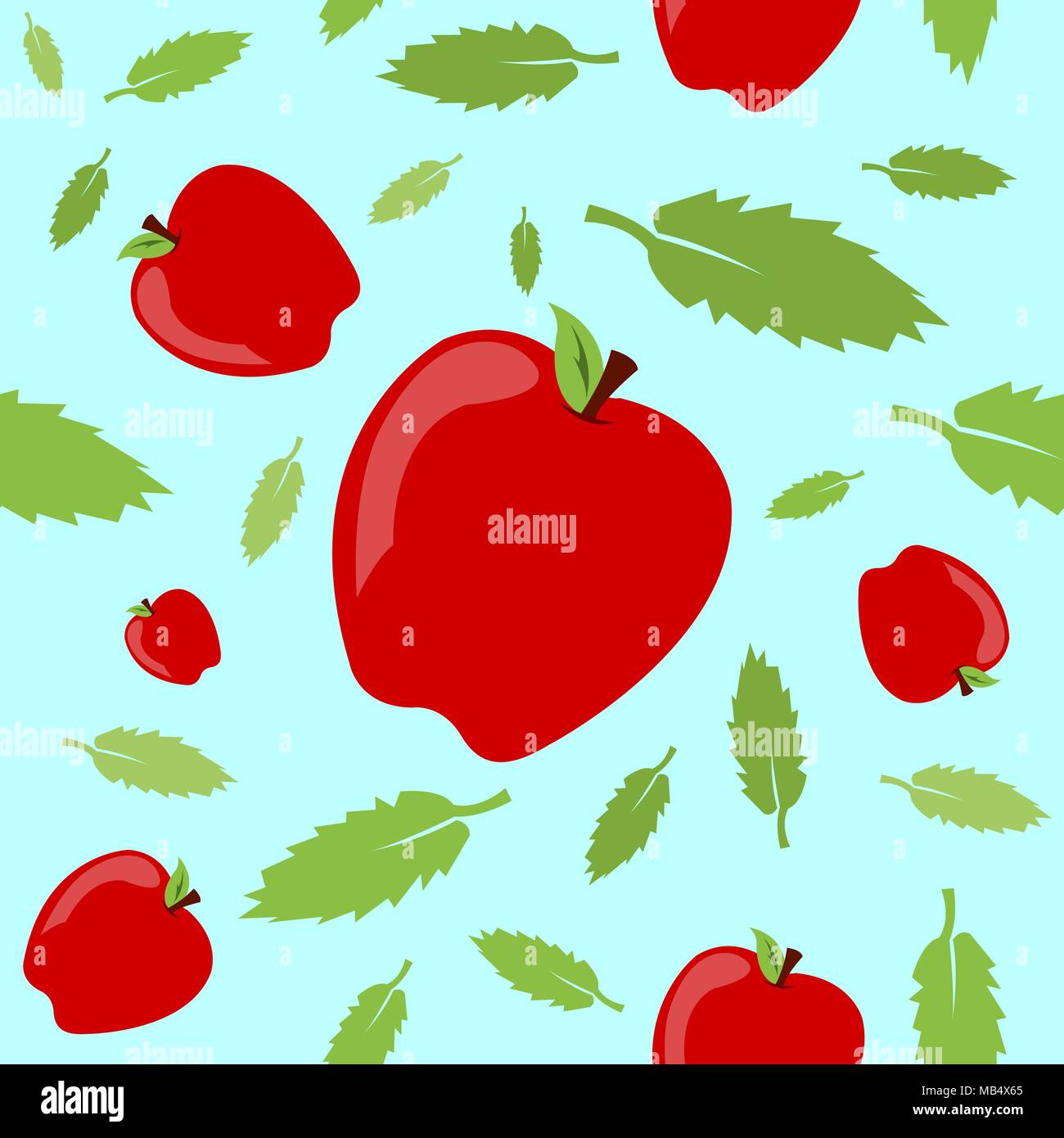 Eine nahtlose Muster aus Äpfel und Blätter mit einem hellen Frühling vibe. Stock Vektor