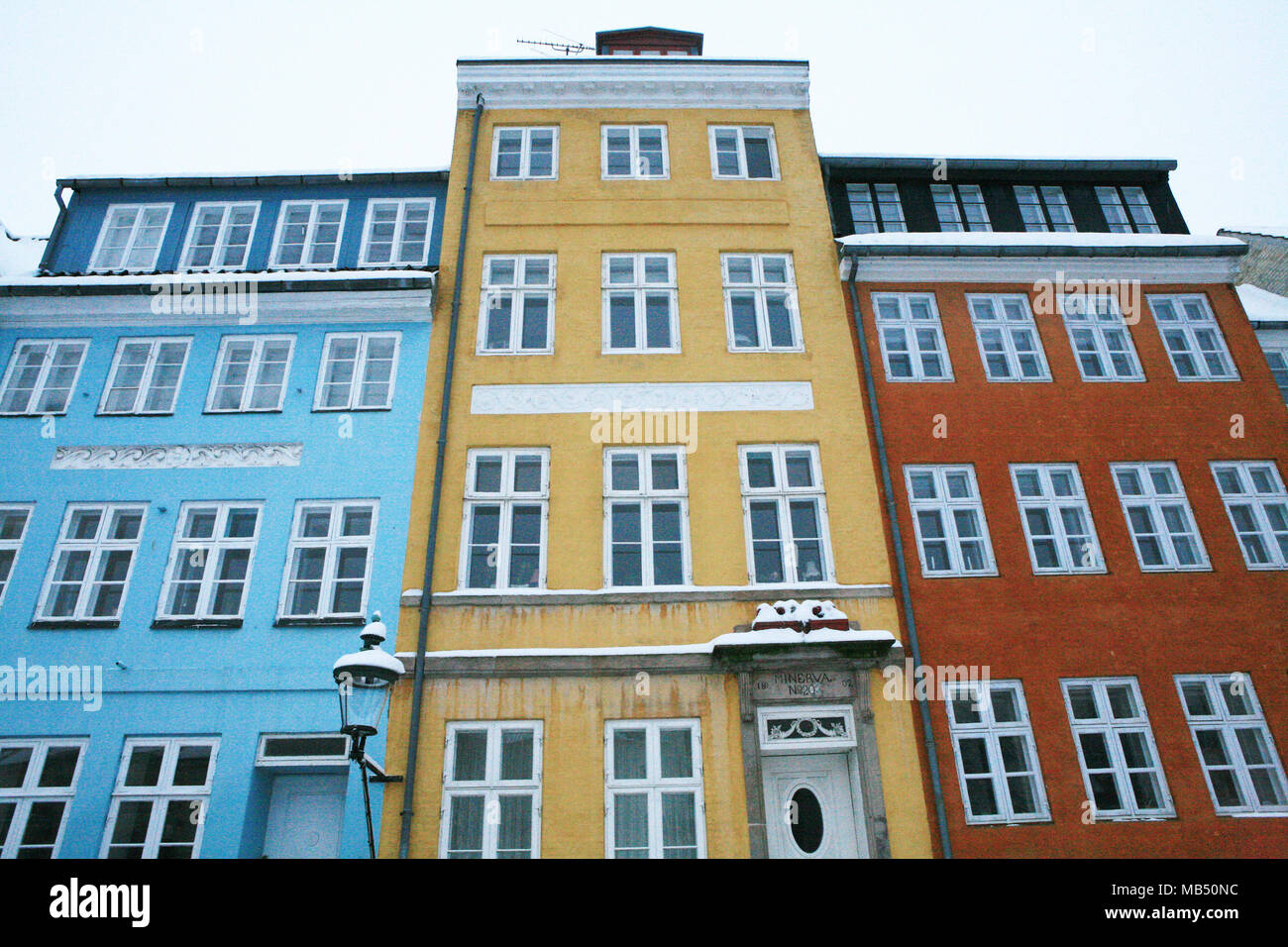 Bunte Häuser in Christianshavn, Dänemark, Kopenhagen Stockfoto