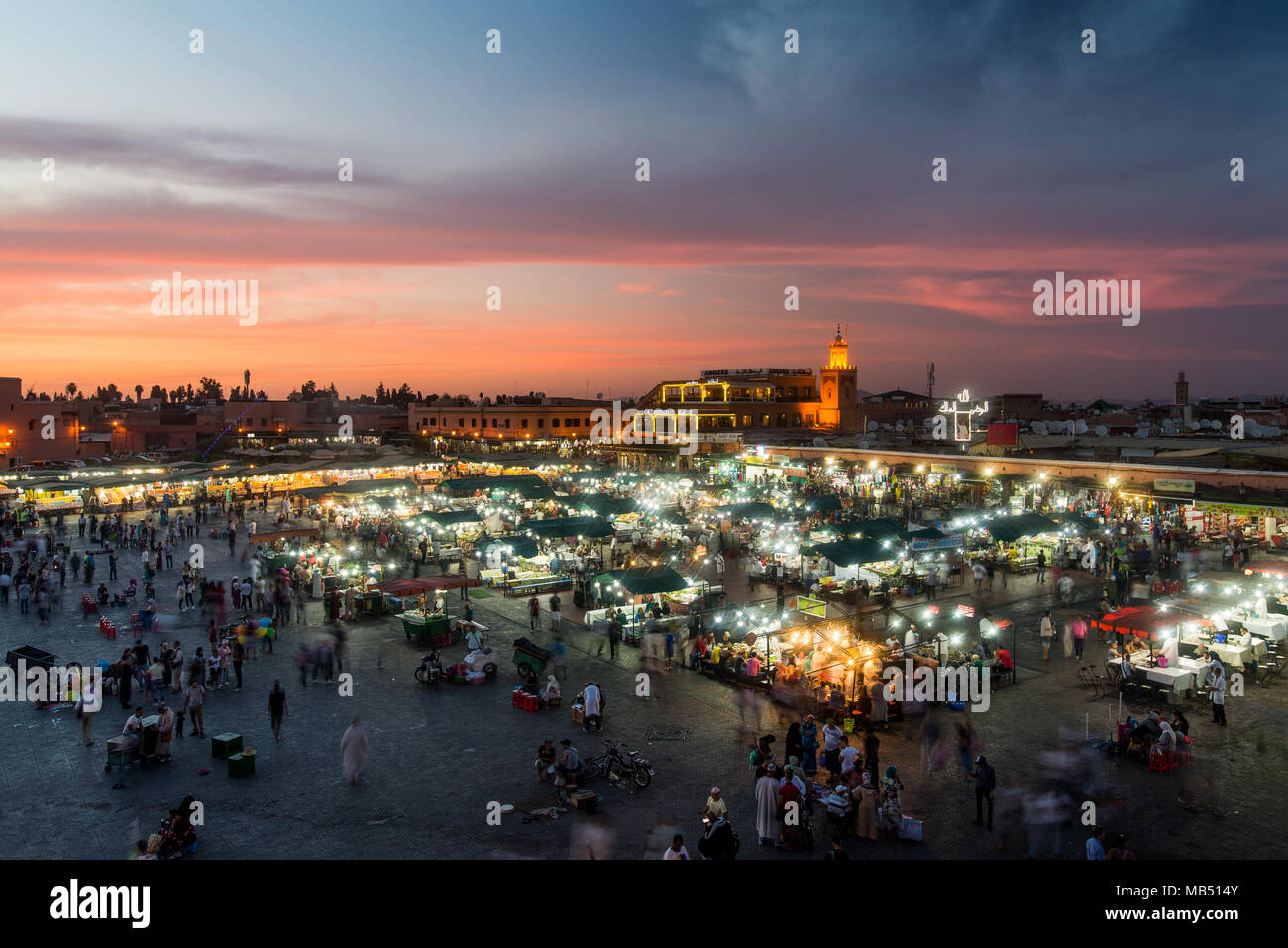 Platz Jemaa el-Fna, Marrakesch, Marokko Stockfoto