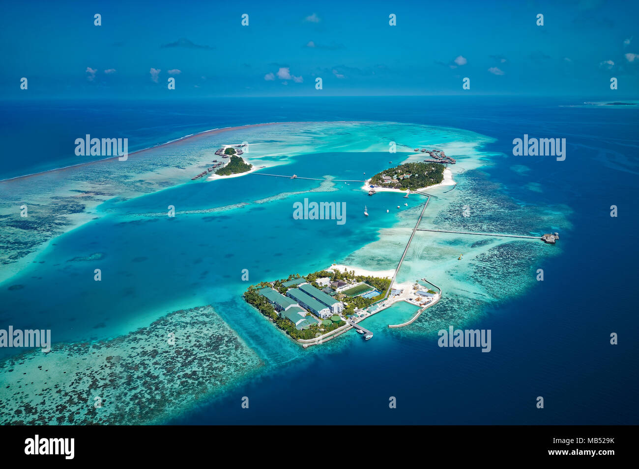 Conrad Maldives Rangali Island, Luxus Resort, Korallenriff, Rangalifinolhu, Ari Atoll, Malediven, Indischer Ozean Stockfoto