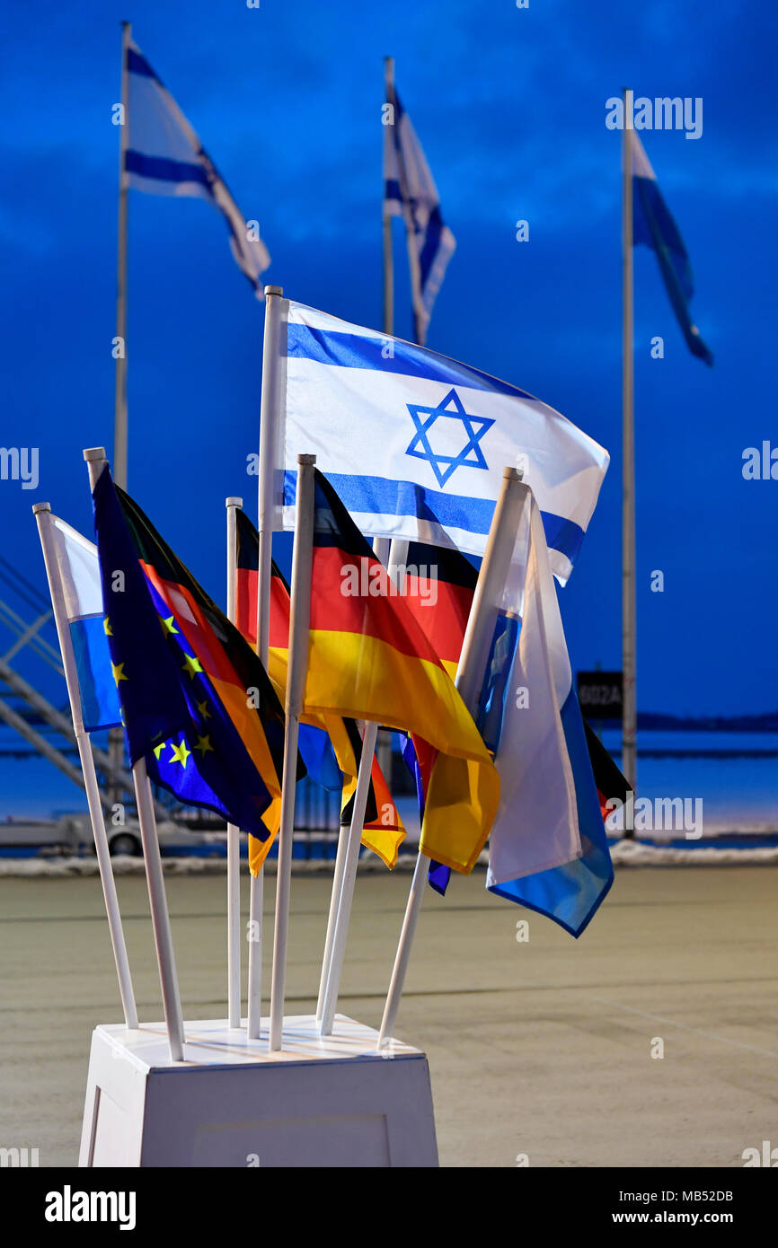 Fahnen, Staatsbesuch, Israel, Munich Security Conference, Münchner Konferenz für Sicherheitspolitik, Siko, Flughafen München Stockfoto