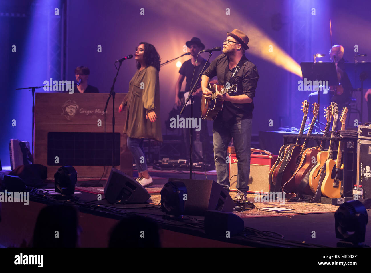 Der deutsche Musiker Gregor Meyle live bei der 25 Blue Balls Festival in Luzern, Schweiz Stockfoto