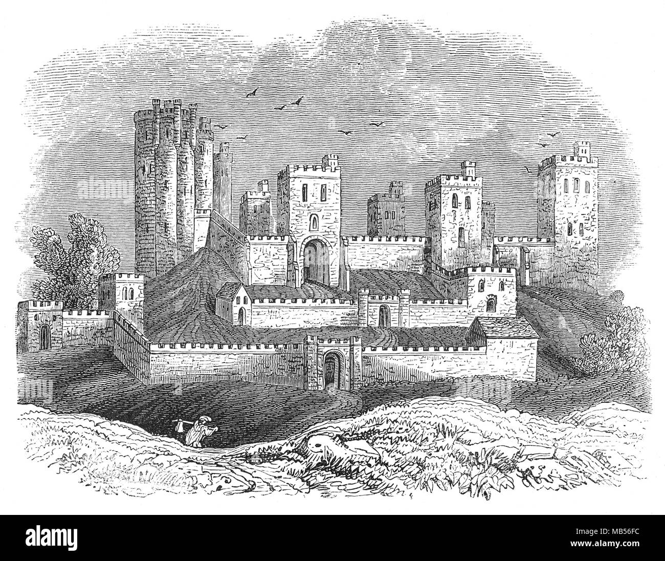 Pontefract (oder, Butterfische) Burg in der Stadt von Pontefract, West Yorkshire, England, in etwa 1070 wurde von ilbert De Lacy auf Land, das ihm von Wilhelm dem Eroberer als Belohnung für seine Unterstützung während der Normannischen Eroberung gewährt worden war, errichtet. König Richard II. wird gedacht, dort ermordet worden zu sein. Es wurde eine Reihe von berühmten Belagerungen während des 17. Jahrhunderts englischen Bürgerkrieg. Stockfoto