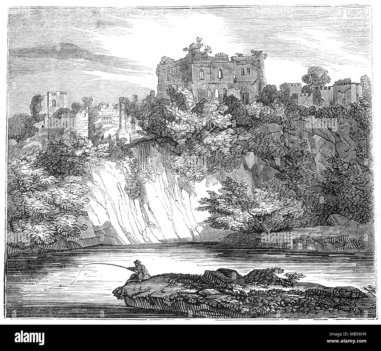 Chepstow Castle in der walisischen Grafschaft Monmouthshire ist die älteste erhaltene Post-römischen Stein Festung in Großbritannien. Über Klippen auf dem Fluss Wye gelegen, der Bau begann im Jahre 1067 unter der Anweisung des normannischen Lord William FitzOsbern. Obwohl re - während und nach dem Englischen Bürgerkrieg stationiert, die von den 1700er Jahren hatte es in Verfall geraten. Stockfoto Chepstow Castle in der walisischen Grafschaft Monmouthshire ist die älteste erhaltene Post-römischen Stein Festung in Großbritannien. Über Klippen auf dem Fluss Wye gelegen, der Bau begann im Jahre 1067 unter der Anweisung des normannischen Lord William FitzOsbern. Obwohl re - während und nach dem Englischen Bürgerkrieg stationiert, die von den 1700er Jahren hatte es in Verfall geraten. Stockfoto