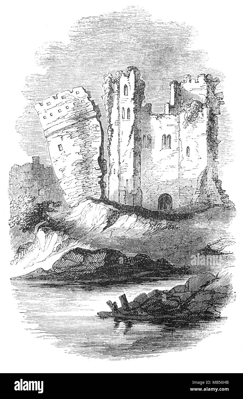 Der Schiefe Turm von Caerphilly Castle, eine mittelalterliche Festung in South Wales. Es wurde durch Gilbert De Clare im 13. Jahrhundert als Teil seiner Kampagne Glamorgan zu erobern. Durch umfangreiche künstliche Seen, dachte "die aufwendigsten Wasser Verteidigung in allen Großbritannien" umgeben, ist es der zweitgrößte Schloss in Großbritannien, bekannt als konzentrische schloss Verteidigung nach Großbritannien eingeführt und für seine grosse Torhäuser. Stockfoto