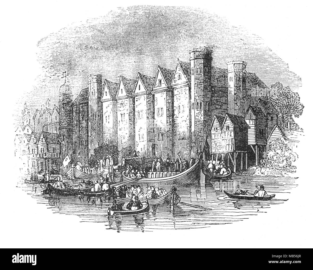 Baynard's Castle bezieht sich auf eine mittelalterliche Palast aus dem 14. Jahrhundert auf Land, das von der Themse zurückgefordert worden war, errichtet. Das Haus wurde nach 1428 wieder aufgebaut und wurde die Londoner Zentrale des Hauses York während der Kriege der Rosen. Sowohl König Edward IV und Königin Maria I. von England waren auf der Burg gekrönt. Es war in den Ruinen nach dem großen Brand von London 1666. Stockfoto