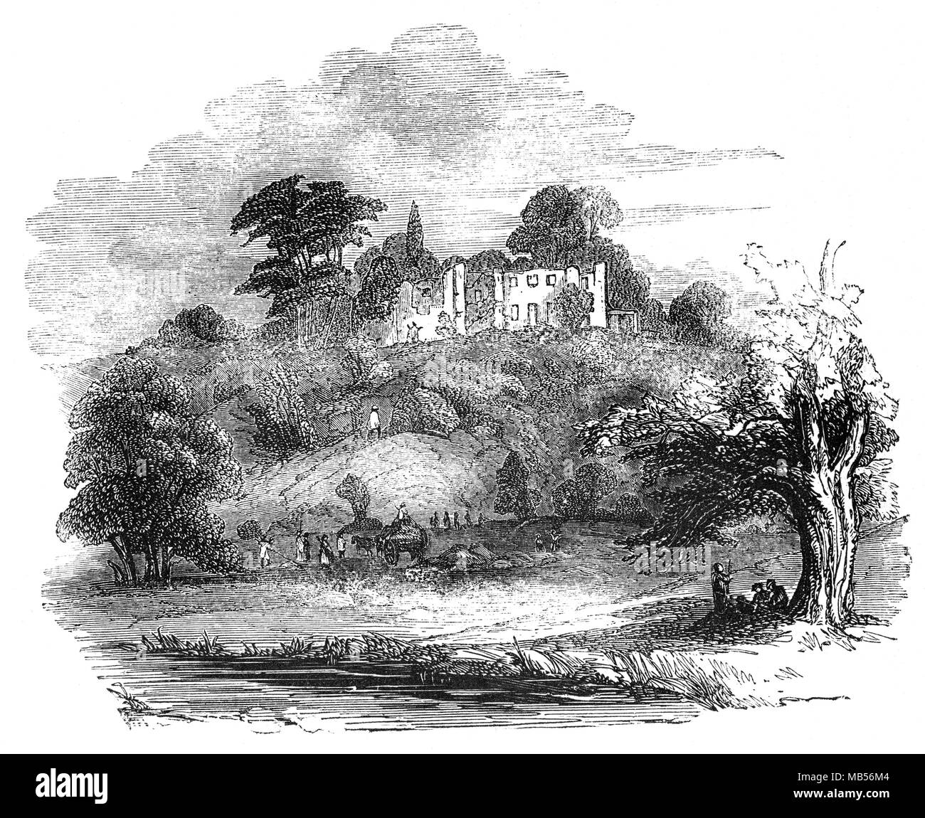 Betchworth Schloss begann als erdarbeiten Festung von Robert Fitz Gilbert im 11. Jahrhundert gebaut. Sir John Marshall FitzAlan, Graf von England, verwandelte es in eine steinerne Burg im Jahre 1379. Jetzt die befestigte mittelalterliche Haus aus Stein ist ein meist zerfallenen Ruine, stehend auf einem Sandstein mit Blick auf das westliche Ufer des Flusses Mole in der Nähe von Dorking Surrey in England Sporn Stockfoto