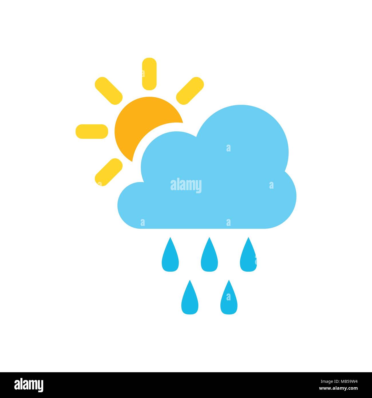 Wettervorhersage Symbol im flachen Stil. Sonne mit Wolken Abbildung auf weißem Hintergrund isoliert. Prognose sign Konzept. Stock Vektor