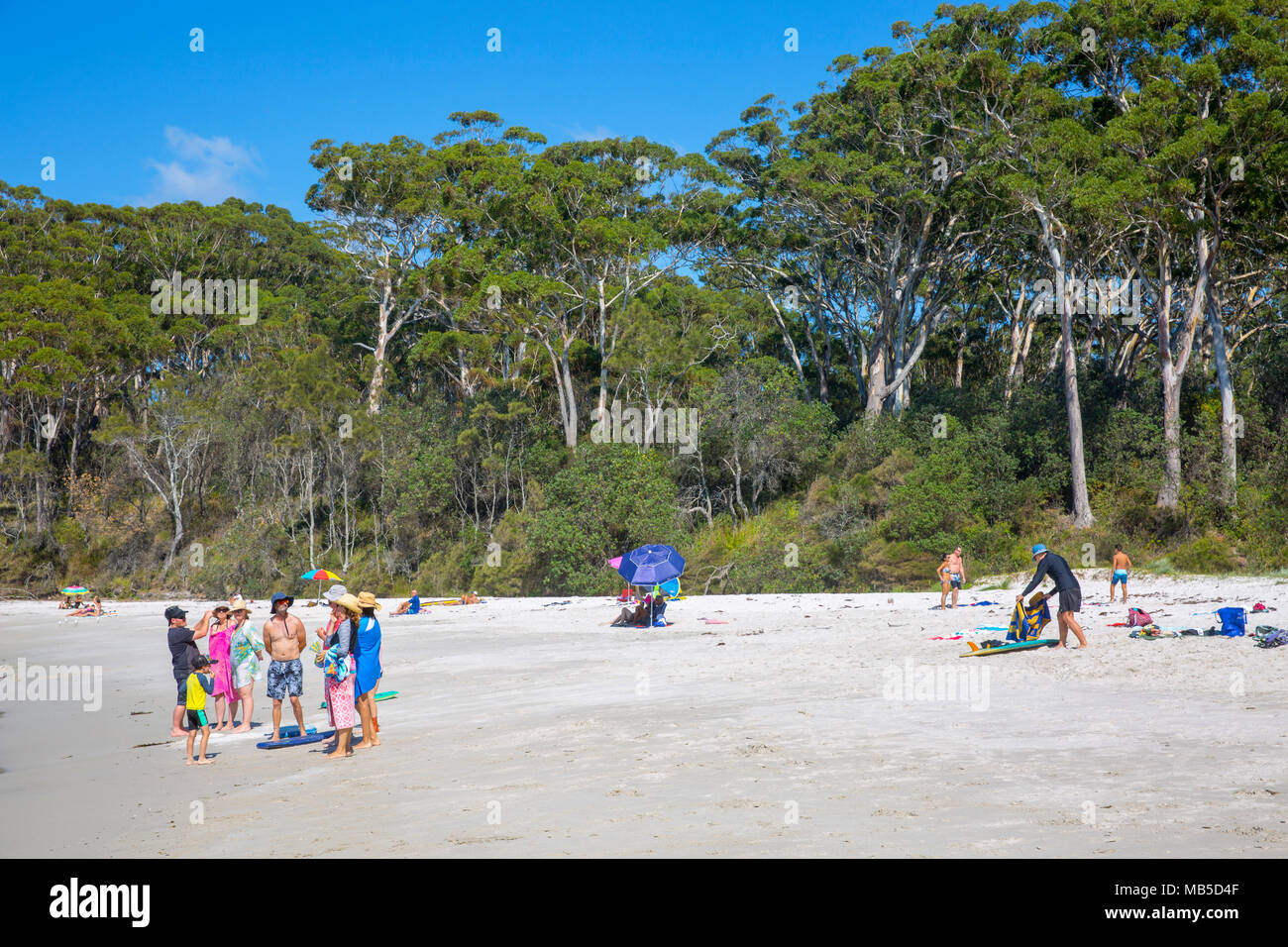 Herbst sonniger Tag am Strand in Blenheim Vincentia, Jervis Bay, New South Wales, Australien Stockfoto