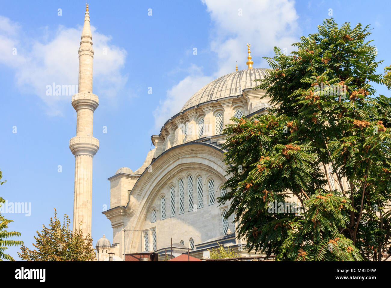 Minarett, Blaue Moschee, Istanbul, Türkei Stockfoto