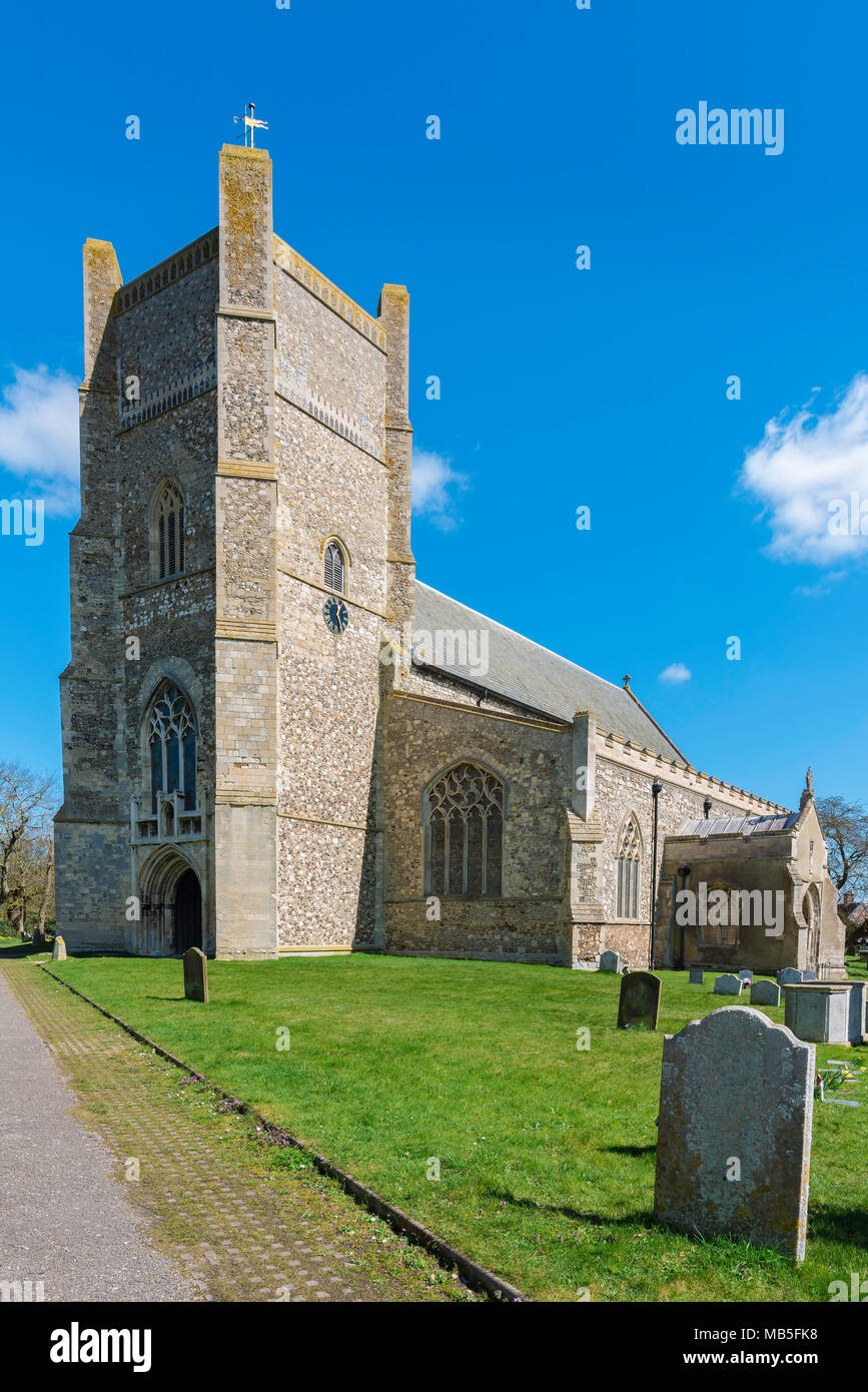 Orford Kirche, Blick auf die Kirche St. Bartholomä in Suffolk Stadt Orford, East Anglia, Großbritannien. Stockfoto