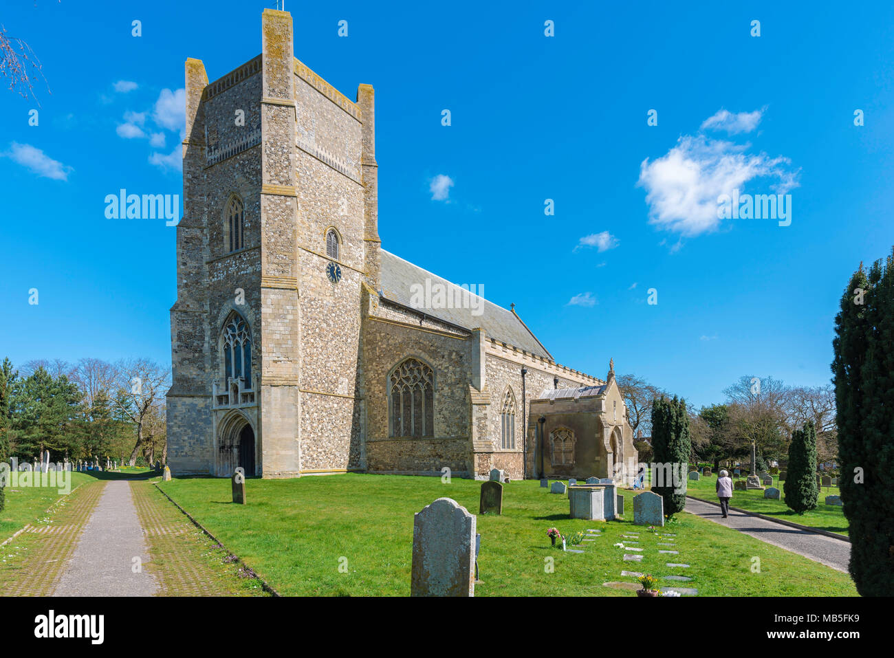 Orford Church Suffolk, Blick auf die St. Bartholomew's Church in der Stadt Orford, East Anglia, Großbritannien. Stockfoto