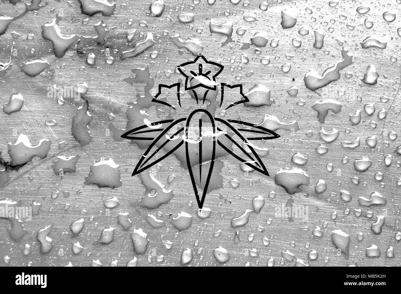 Flagge von Kamakura mit Regentropfen Stockfoto