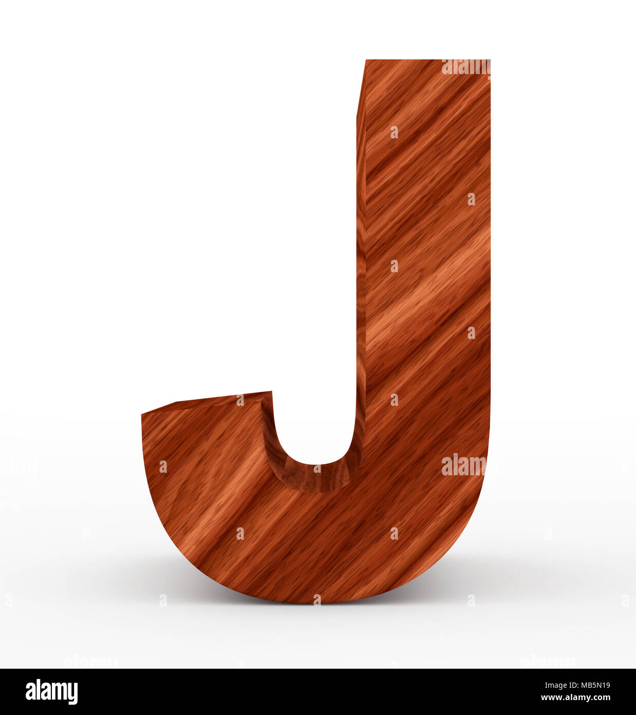 Buchstabe J 3d Holz isoliert auf Weiss - 3D-Rendering Stockfoto