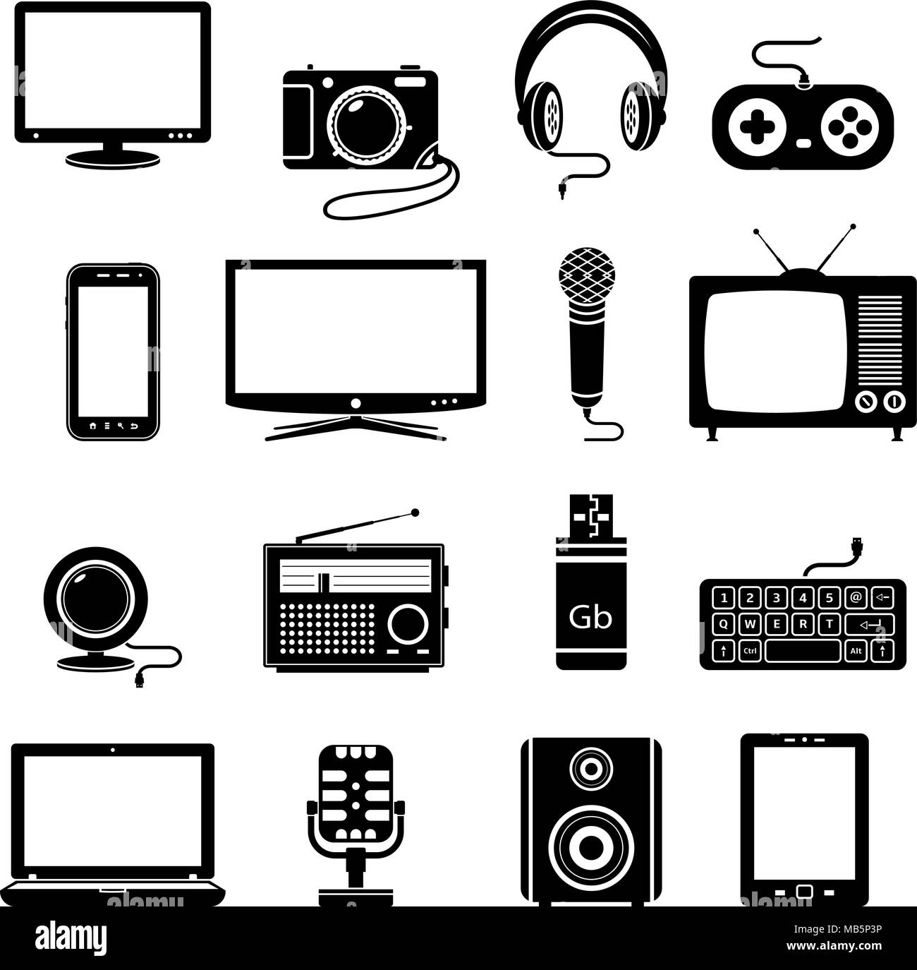 Technologie Geräte Symbole Stock Vektor