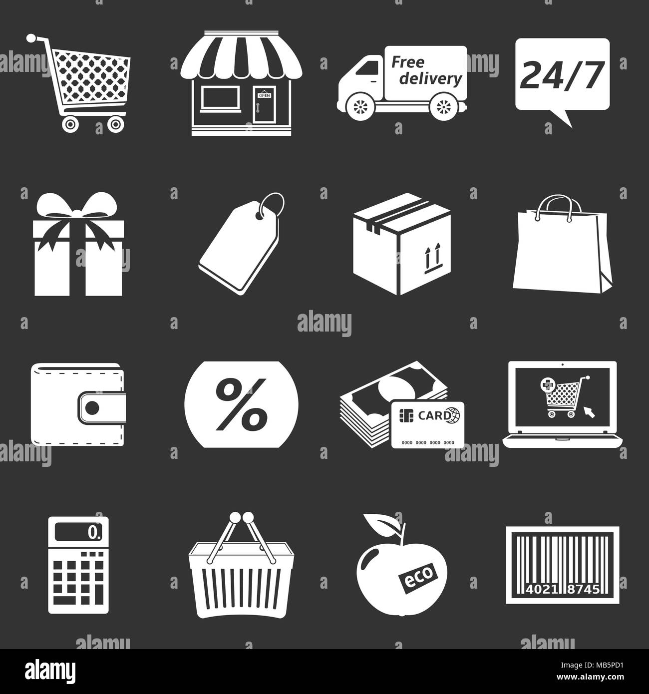 E-Commerce Shopping Icons einstellen Stock Vektor