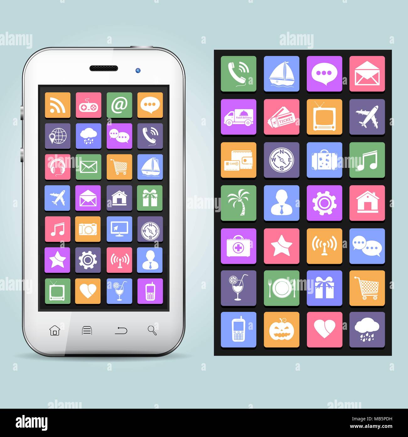 Touchscreen Smartphone mit anwendungssymbole Stock Vektor