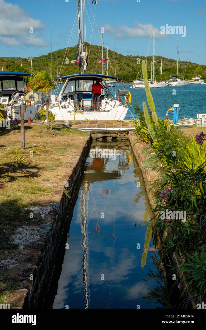 Admirals Inn und Säulen Restaurant, Nelson's Dockyard, English Harbour, Antigua Stockfoto