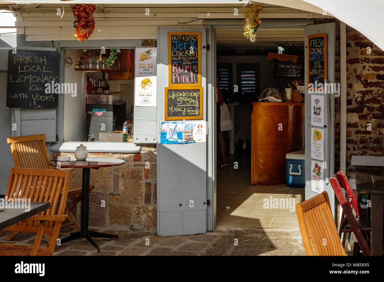 Dougie's Cafe, Herr Kommissar's Zimmer und Büro, Nelson's Dockyard, English Harbour, Antigua Pay Stockfoto