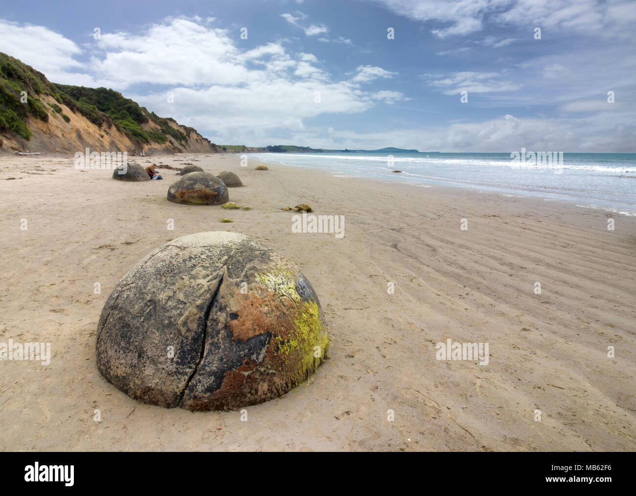 Moeraki Boulders Beach View heiligen Ort für Maori Stockfoto