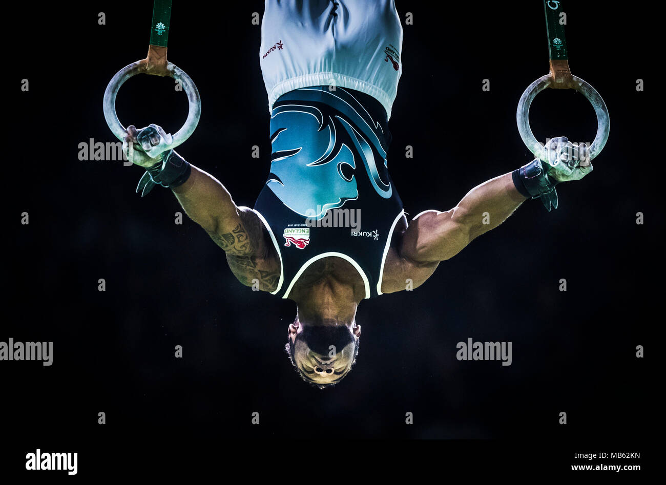 England's Courtney Tulloch gewinnt Gold bei der Ringe der Männer an der Coomera Indoor Sports Center bei Tag vier der 2018 Commonwealth Games in der Gold Coast, Australien. Stockfoto