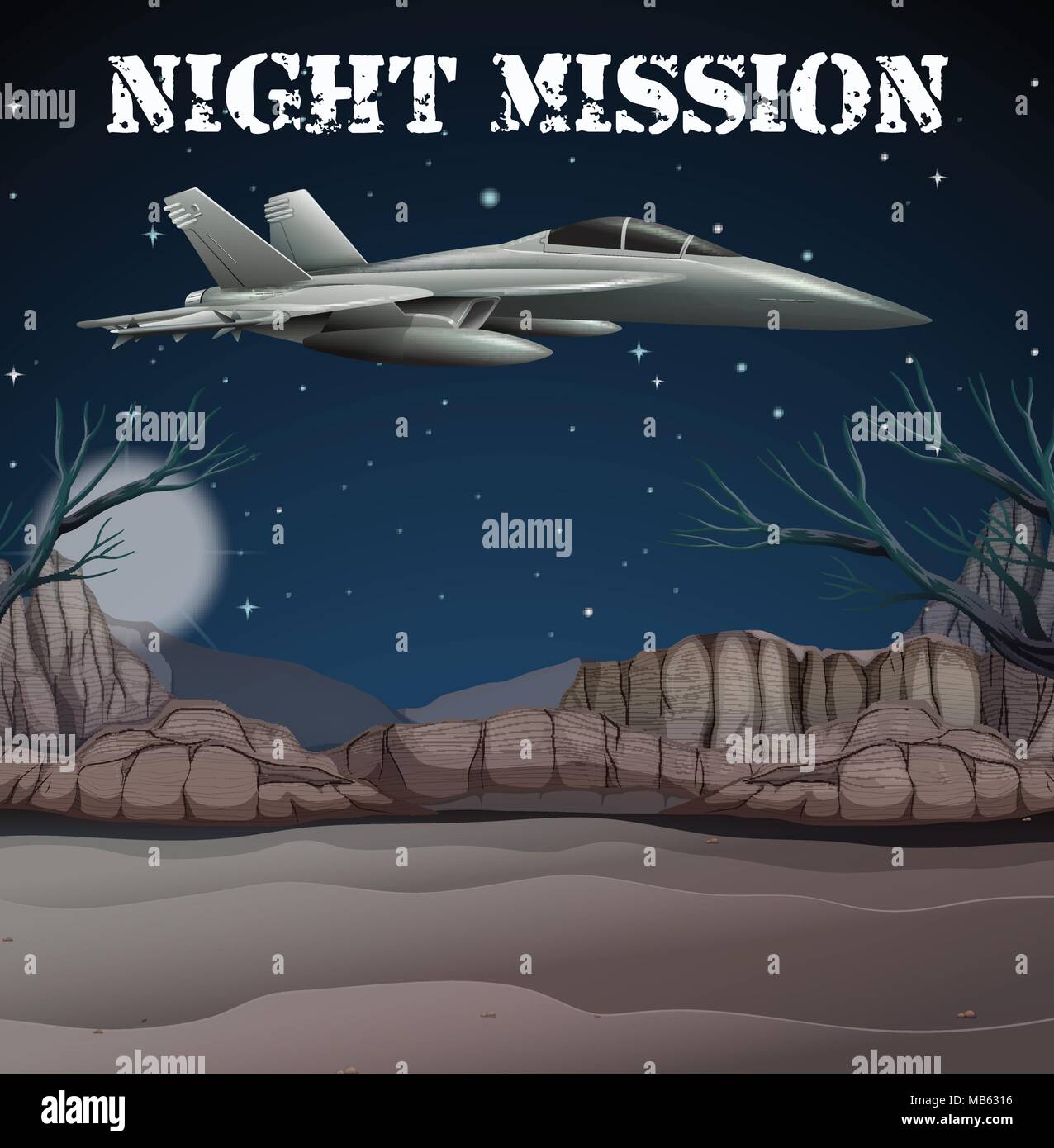 Armee Luftwaffe in der Nacht Mission Abbildung Stock Vektor