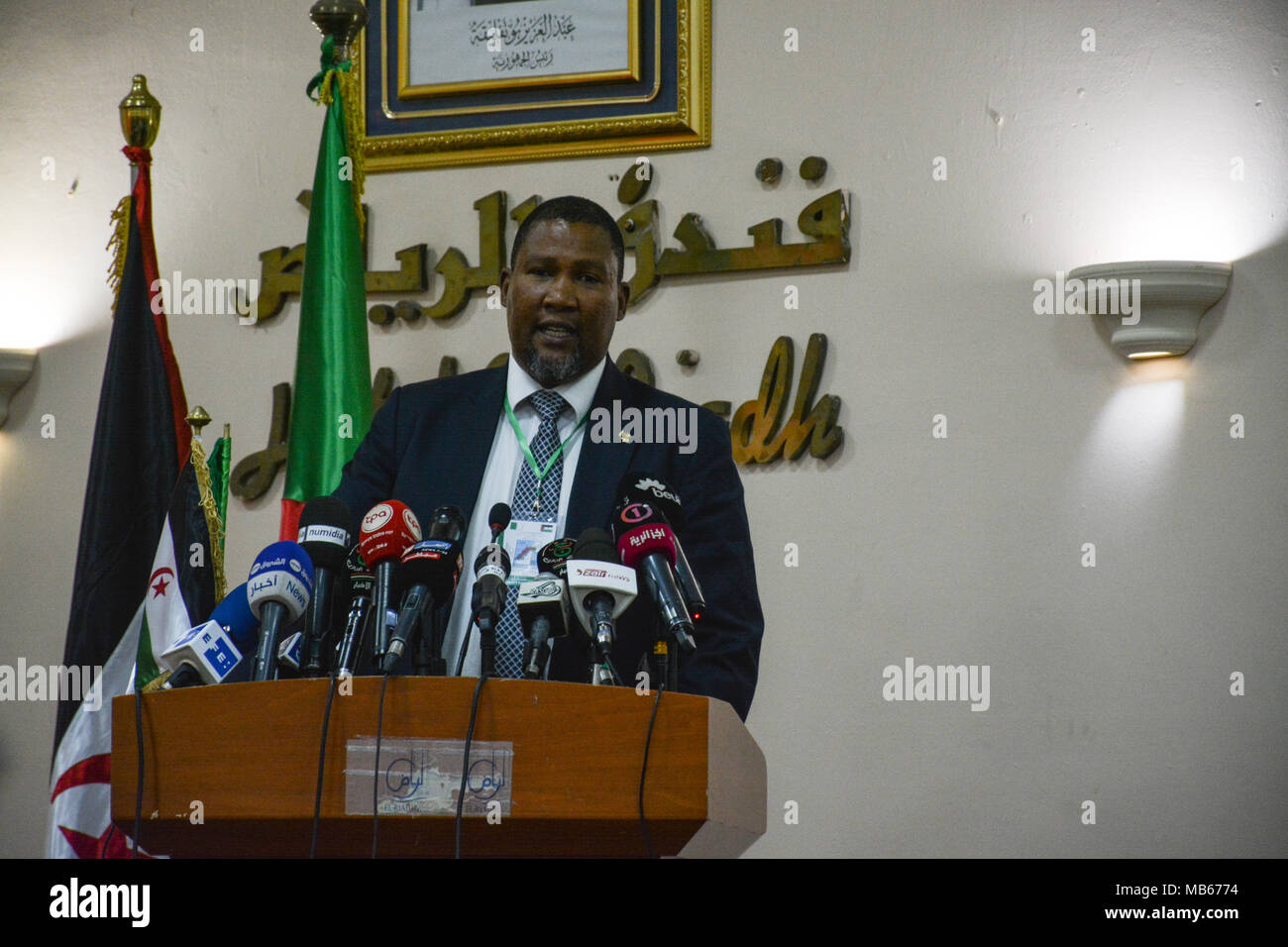 Zwelivelile Mandela, Mitglied des African National Congress (ANC) auf der sechsten Konferenz 'Völker' Recht auf Widerstand: der Fall der saharauischen Bevölkerung' Stockfoto