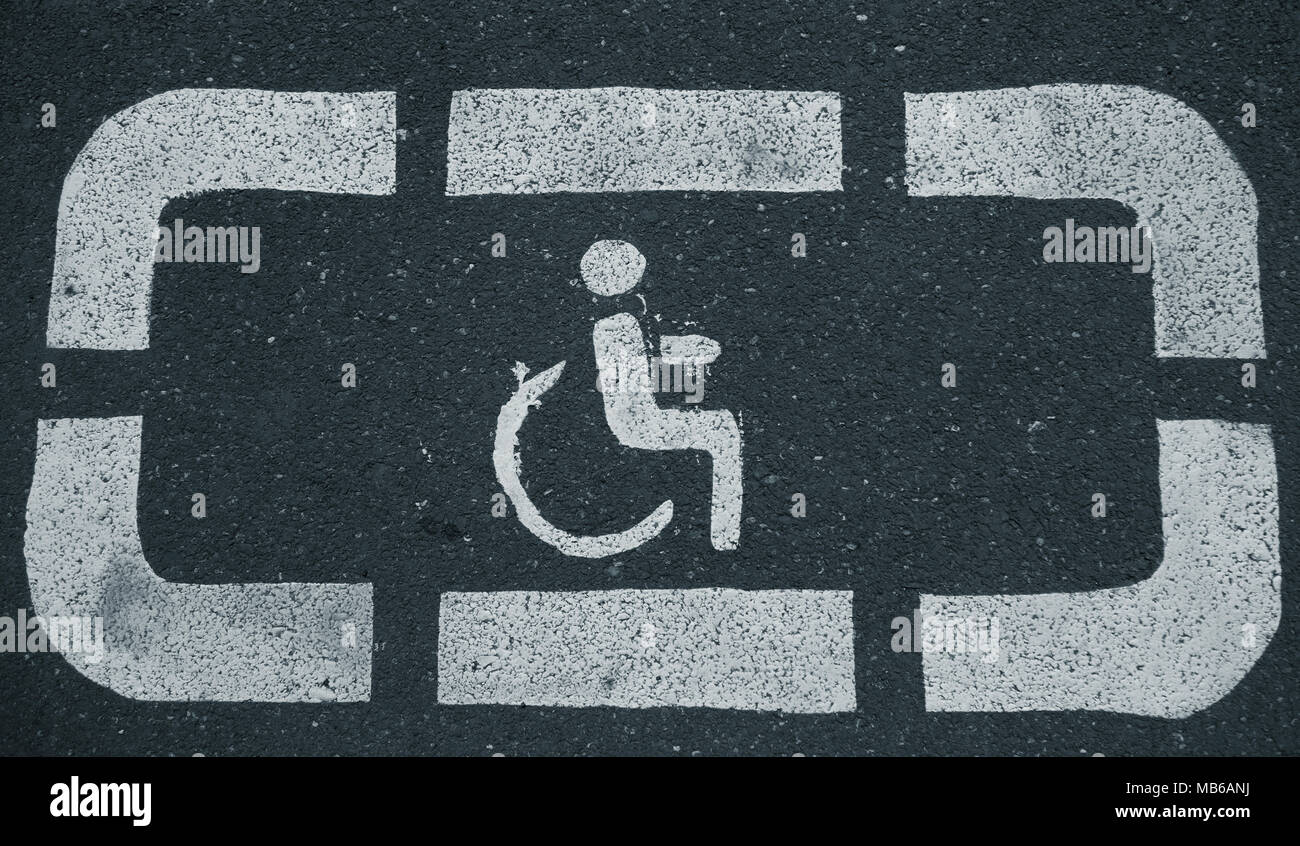 Handicap Parkplätze für Behinderte Menschen horizontale Hintergrund reserviert Stockfoto