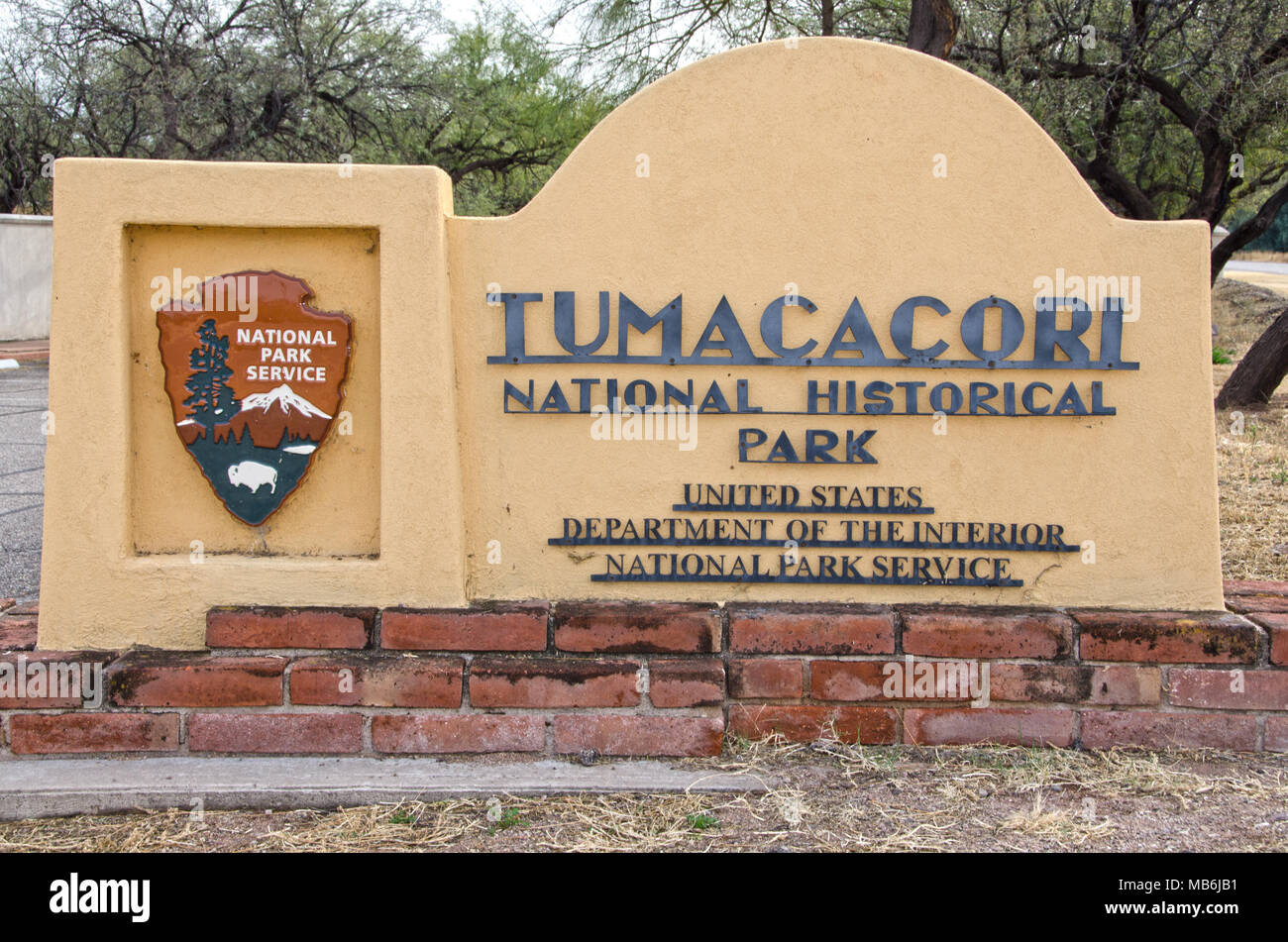 Tumacacor National Historical Park beherbergt drei verschiedene Standorte, einschließlich: Die Mission San Jose de Tumacacori, die in den 1750 gebaut wurde Stockfoto