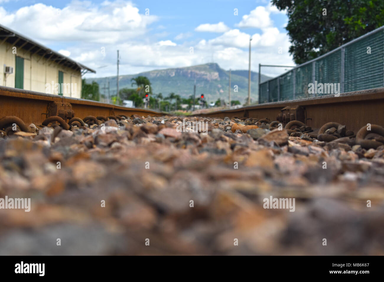 Sicht Schienen. Stockfoto